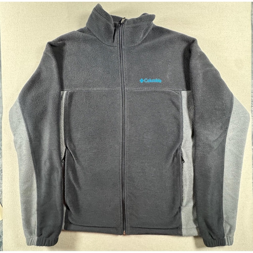 Columbia Fleece Jacket Mens XL Gray Full Zip Stand Collar WM6639 Outdoor Warm